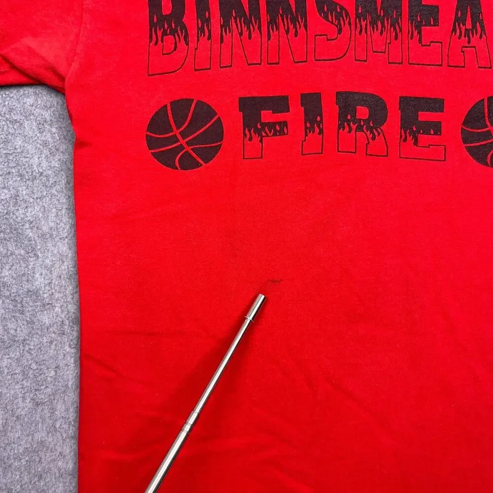 hanes beefy binnsmead fire t-shirt red cotton short sleeve boys large
